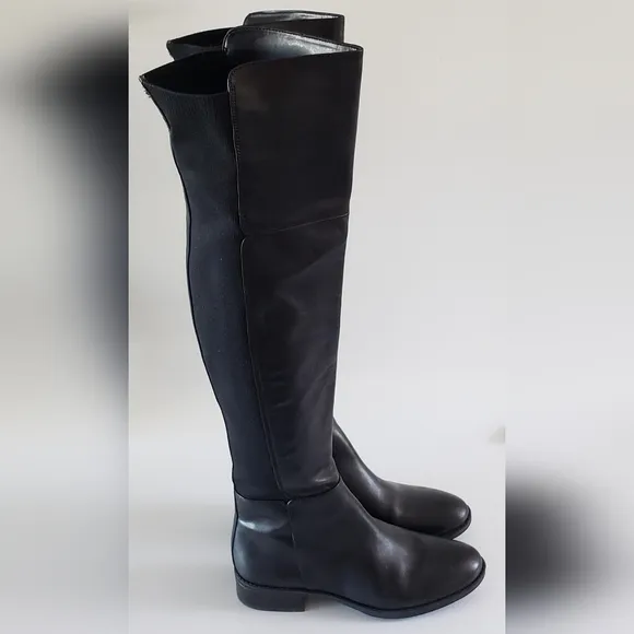 Sam Edelman Pam Over the Knee Black Leather Women's Riding Boots Size 7 M