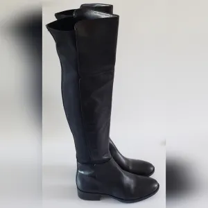 Sam Edelman Pam Over the Knee Black Leather Women's Riding Boots Size 7 M