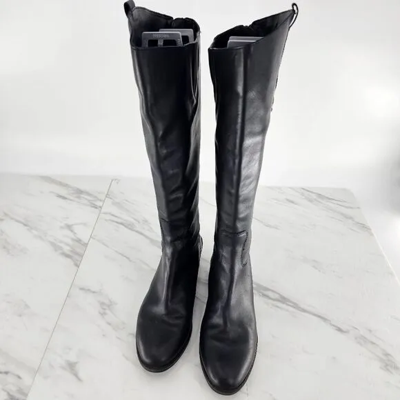 Sam edelman penny riding boots black 8 leather almond toe knee high