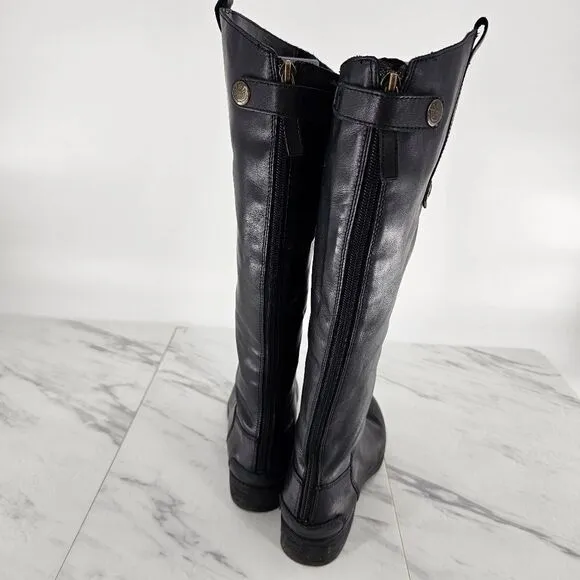 Sam edelman penny riding boots black 8 leather almond toe knee high