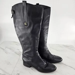 Sam edelman penny riding boots black 8 leather almond toe knee high