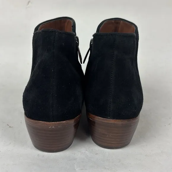 Sam Edelman Petty Genuine Suede Leather Black Zip Ankle Bootie Boots