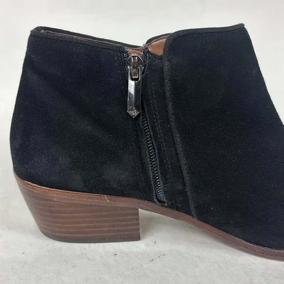 Sam Edelman Petty Genuine Suede Leather Black Zip Ankle Bootie Boots