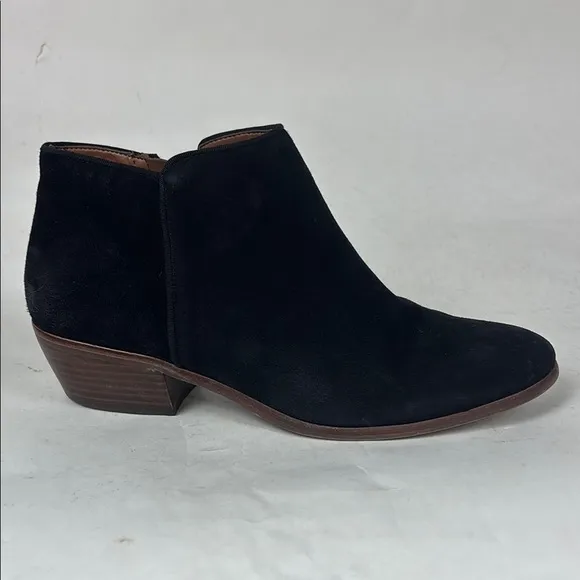 Sam Edelman Petty Genuine Suede Leather Black Zip Ankle Bootie Boots
