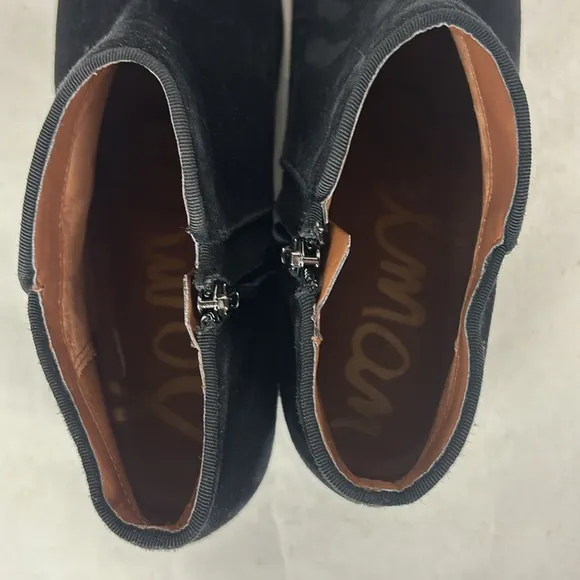 Sam Edelman Petty Genuine Suede Leather Black Zip Ankle Bootie Boots