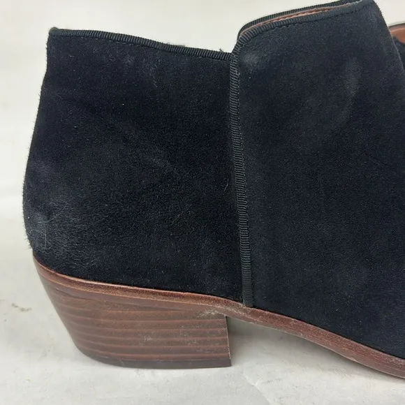 Sam Edelman Petty Genuine Suede Leather Black Zip Ankle Bootie Boots