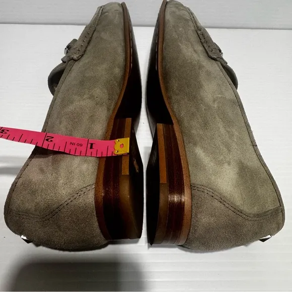 Sam Edelman Talia Horse Bit Grey Suede Loafers Size 8 1/2