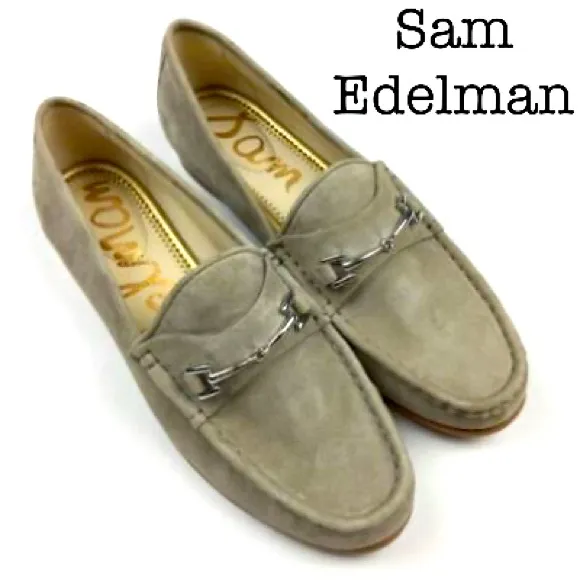 Sam Edelman Talia Horse Bit Grey Suede Loafers Size 8 1/2
