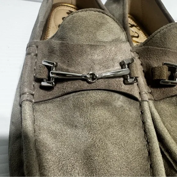 Sam Edelman Talia Horse Bit Grey Suede Loafers Size 8 1/2