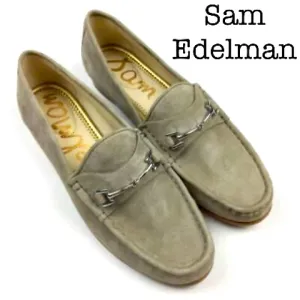 Sam Edelman Talia Horse Bit Grey Suede Loafers Size 8 1/2