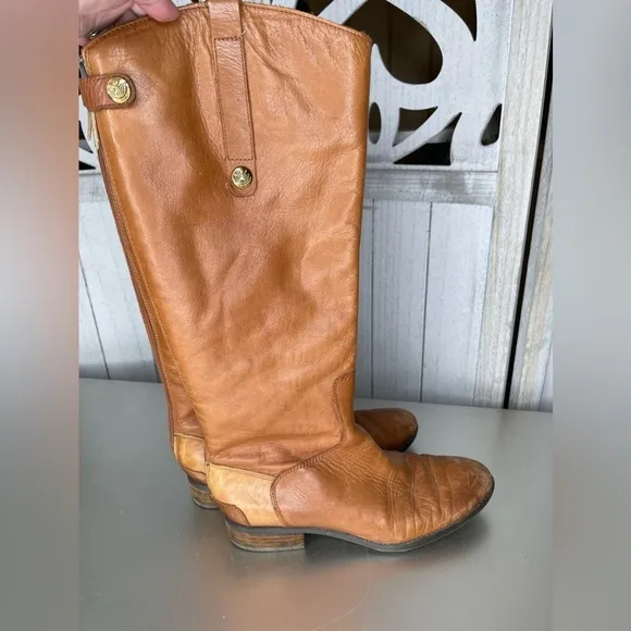 Sam Edelman Tall Penny Equestrian Riding Boots Size 9M Whiskey Tan Leather