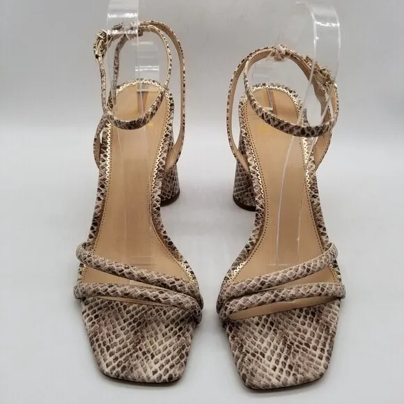 Sam Edelman Women Snake Print Leather Kia Heel Strappy Sandals 10