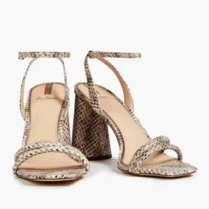 Sam Edelman Women Snake Print Leather Kia Heel Strappy Sandals 10