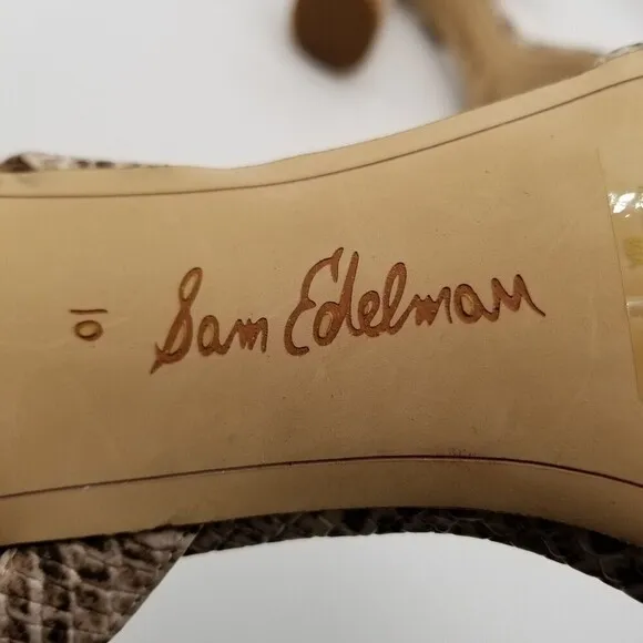 Sam Edelman Women Snake Print Leather Kia Heel Strappy Sandals 10