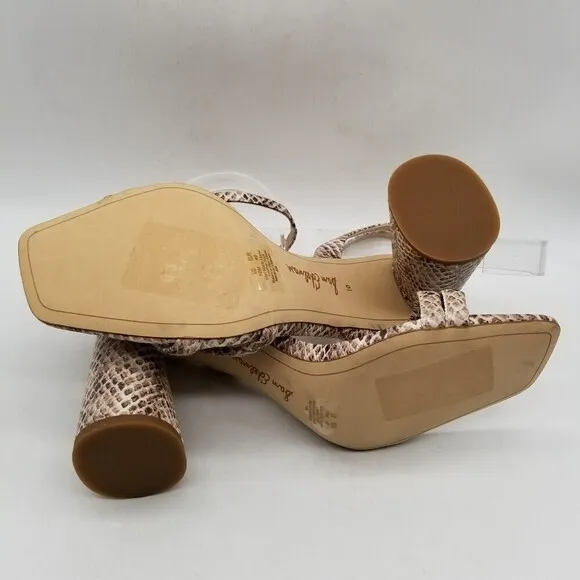 Sam Edelman Women Snake Print Leather Kia Heel Strappy Sandals 10