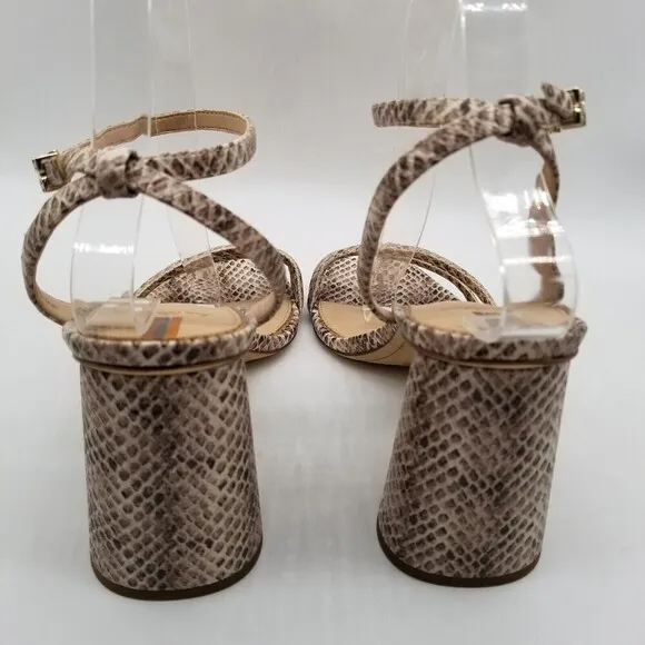 Sam Edelman Women Snake Print Leather Kia Heel Strappy Sandals 10