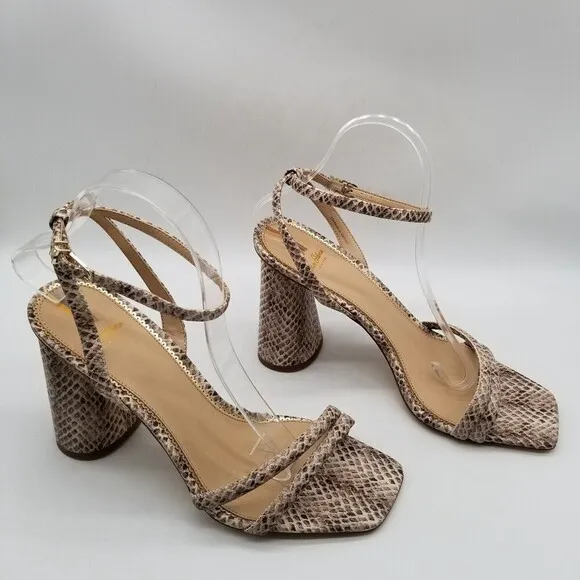 Sam Edelman Women Snake Print Leather Kia Heel Strappy Sandals 10