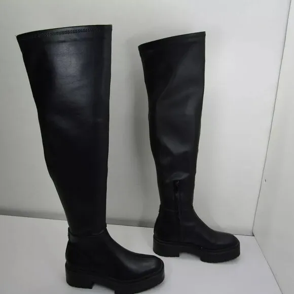 Sam Edelman Womens Lydia Boots Round Toe Over-the-Knee Stretch Black Size 8M