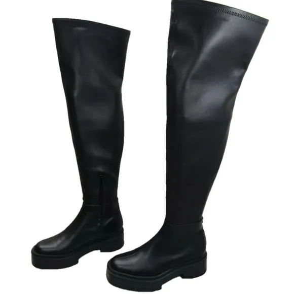 Sam Edelman Womens Lydia Boots Round Toe Over-the-Knee Stretch Black Size 8M