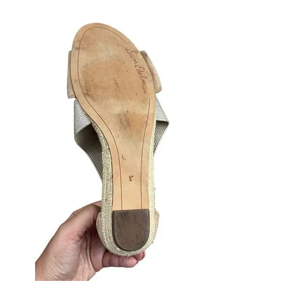 Sam Edelman Women's Sandals Declan Beige Gold Low Wedge Strappy