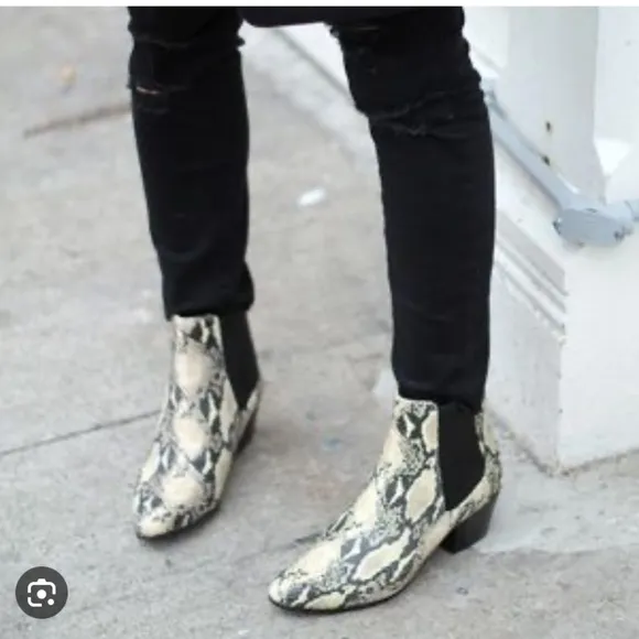 Sam Edelman Women’s Size 8 Reesa Python Snakeskin Cowboy Western Ankle Boots