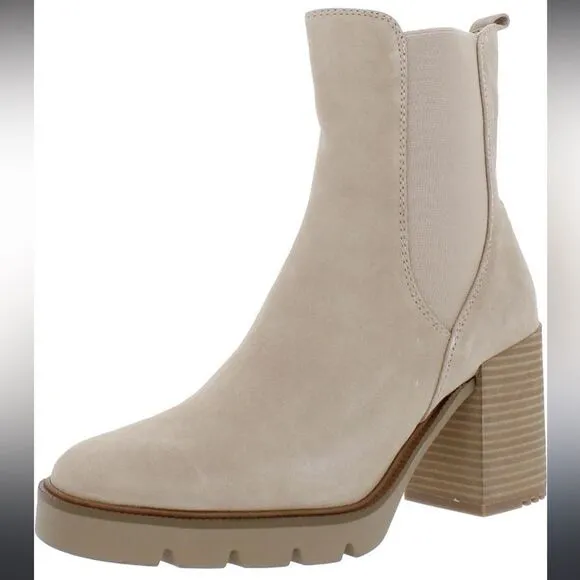 Sam Edelman Rollins Suede Boots With Side Stretch in Sesame Tan Sz 9 NWOB