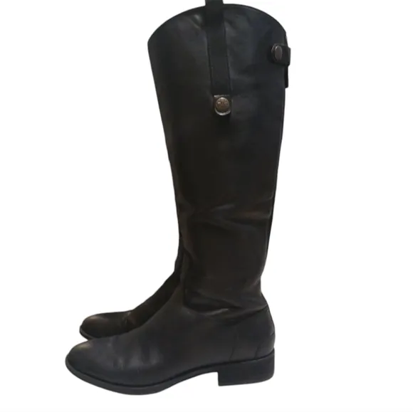 Sam Edleman Penny Black Leather Riding Boots Women's Black Knee High Boots sz 9