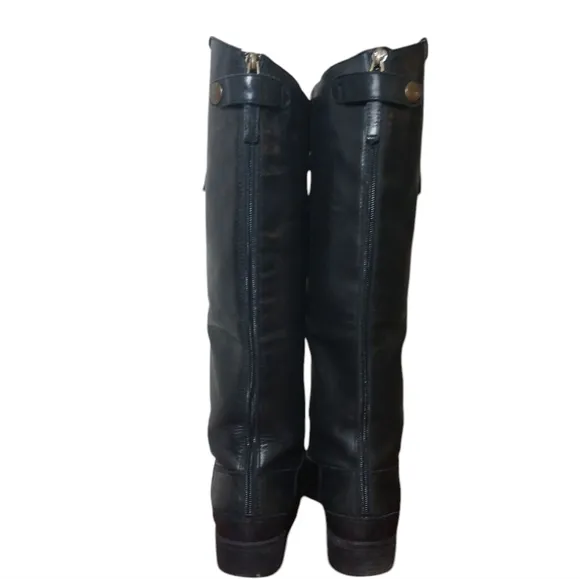 Sam Edleman Penny Black Leather Riding Boots Women's Black Knee High Boots sz 9
