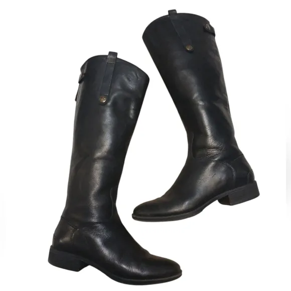 Sam Edleman Penny Black Leather Riding Boots Women's Black Knee High Boots sz 9