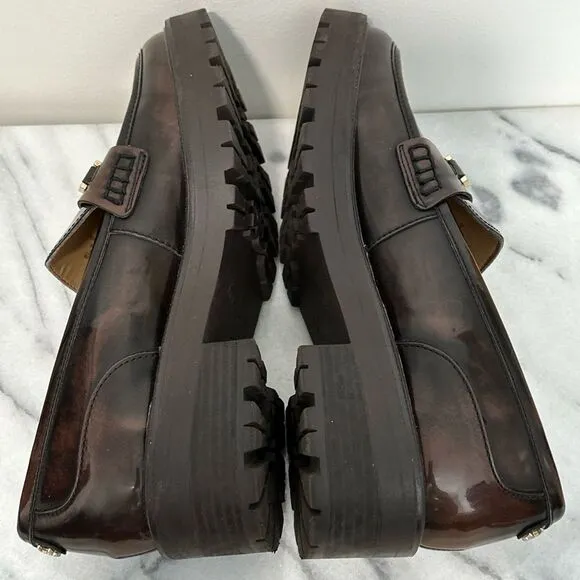 Sam Edelman Christy chunky Brown patent Loafers women’s sz 10 NWOB