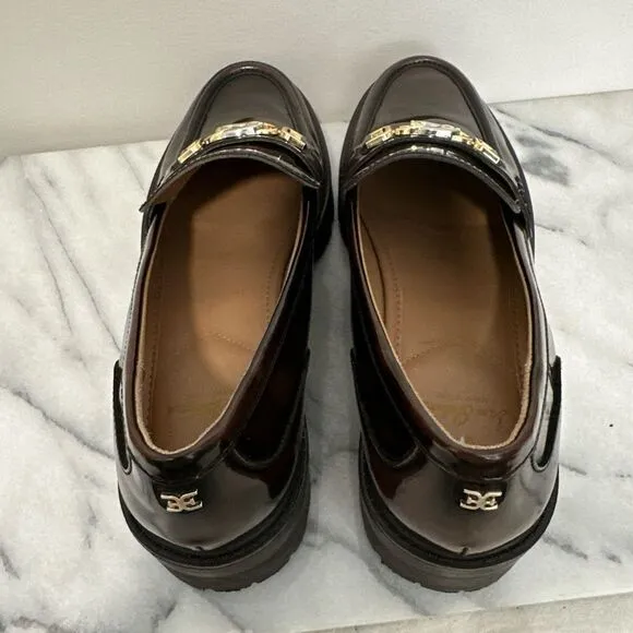 Sam Edelman Christy chunky Brown patent Loafers women’s sz 10 NWOB