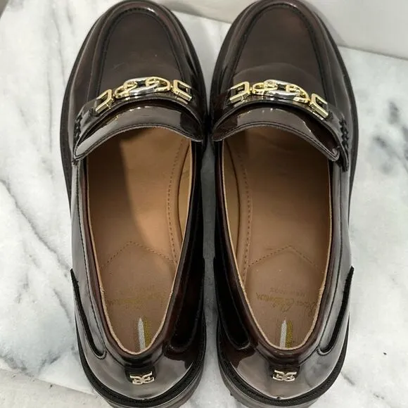 Sam Edelman Christy chunky Brown patent Loafers women’s sz 10 NWOB