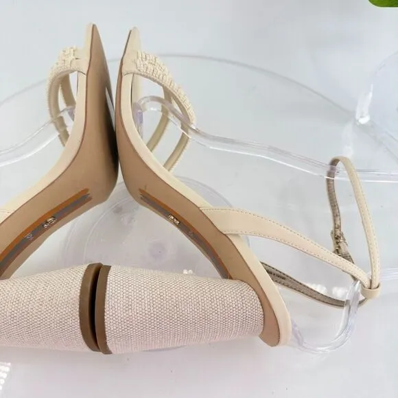 Sam Edelman Women Kia Beads Sandals Block Heel Strappy Square Toe Sz 10.5 Ivory