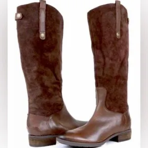 Sam Edelman Pembrooke Dark Brown Suede and Leather Riding Boots
