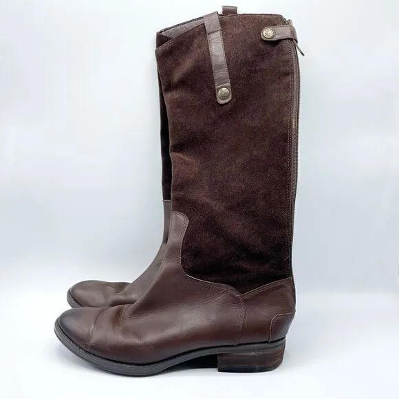 Sam Edelman Pembrooke Dark Brown Suede and Leather Riding Boots