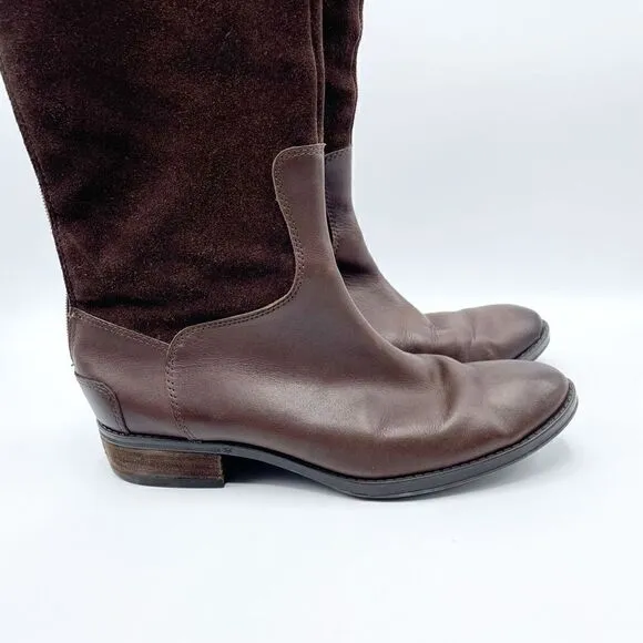 Sam Edelman Pembrooke Dark Brown Suede and Leather Riding Boots