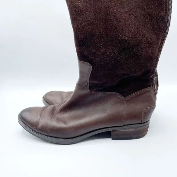 Sam Edelman Pembrooke Dark Brown Suede and Leather Riding Boots