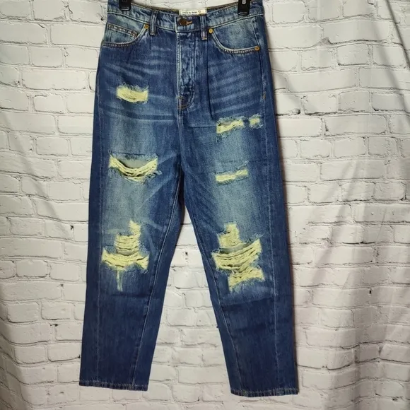 Sandrine Rose X Free People The Fred Destroyed Jean In Faded Blue Size 27