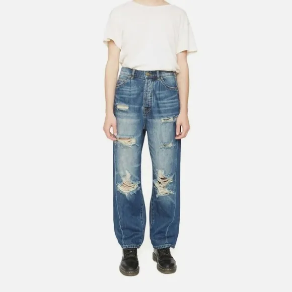 Sandrine Rose X Free People The Fred Destroyed Jean In Faded Blue Size 27