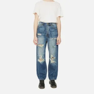 Sandrine Rose X Free People The Fred Destroyed Jean In Faded Blue Size 27