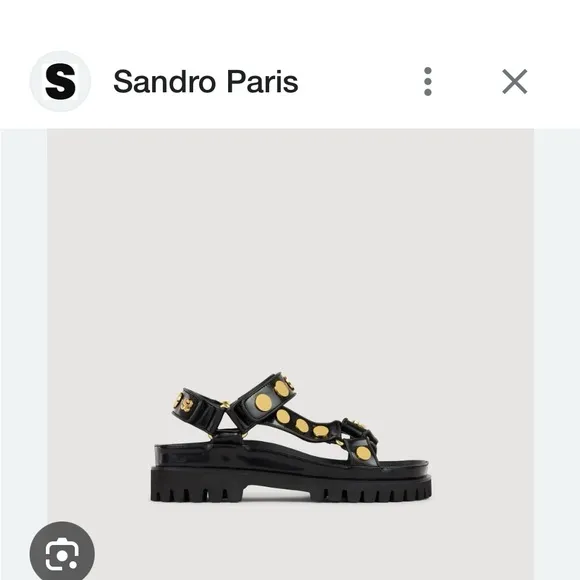 Sandro Black and Gold Chunky Platform Sandals