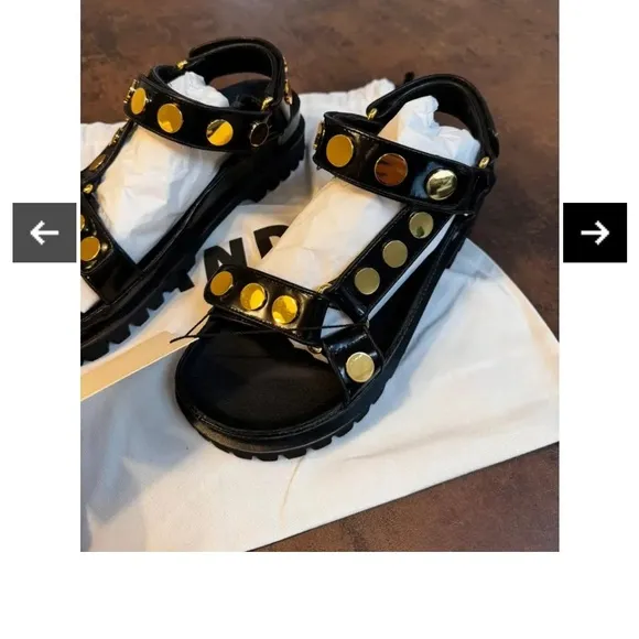 Sandro Black and Gold Chunky Platform Sandals