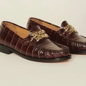 Sandro croc embossed loafers