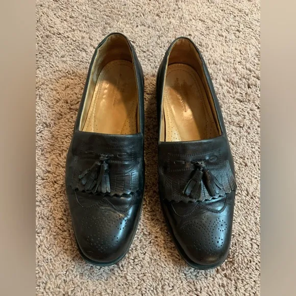 Sandro Moscoloni Leather Loafers with a Tassels and Fringe Black Size 42  9.5