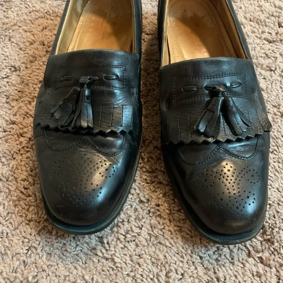 Sandro Moscoloni Leather Loafers with a Tassels and Fringe Black Size 42  9.5