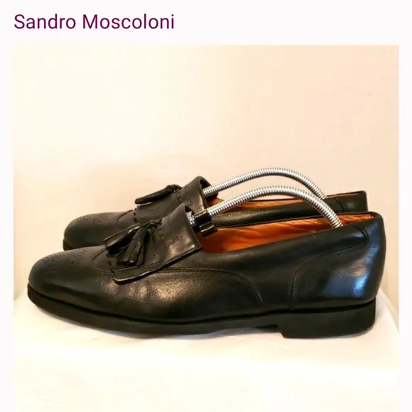 Sandro Moscoloni Leather Loafers with a Tassels and Fringe Black Size 42  9.5