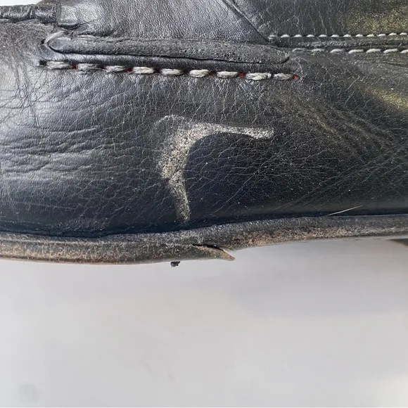 Santoni Black Leather Slip On Loafers Made in Italy Size 12D