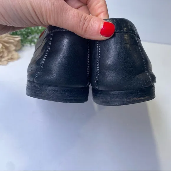 Santoni Black Leather Slip On Loafers Made in Italy Size 12D