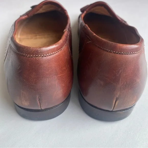 Santoni Men’s Italian Woven Leather Tassel Loafers Size 10.5 Made in Italy