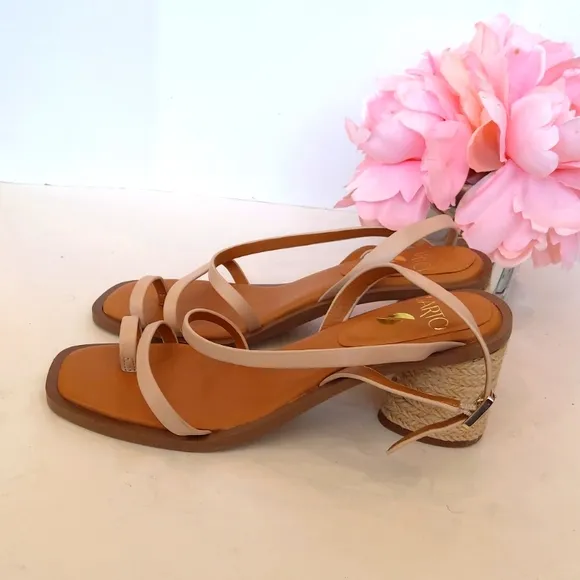 Sarto Rache toe loop strappy nude beige leather sandals